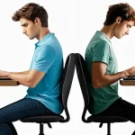 체형교정 및 자세교정 - **Image Prompt 1: The Tale of Two Desks - Posture Transformation**
    A split-image or dual-panel i...